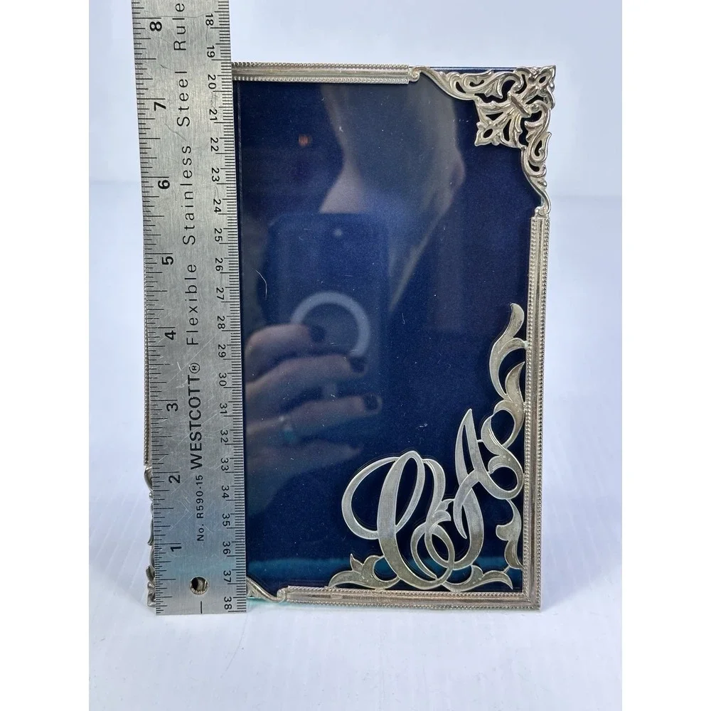 Vintage Art Deco Ornate Cast Metal Photo Frame 5x7 Silver Tone CA
